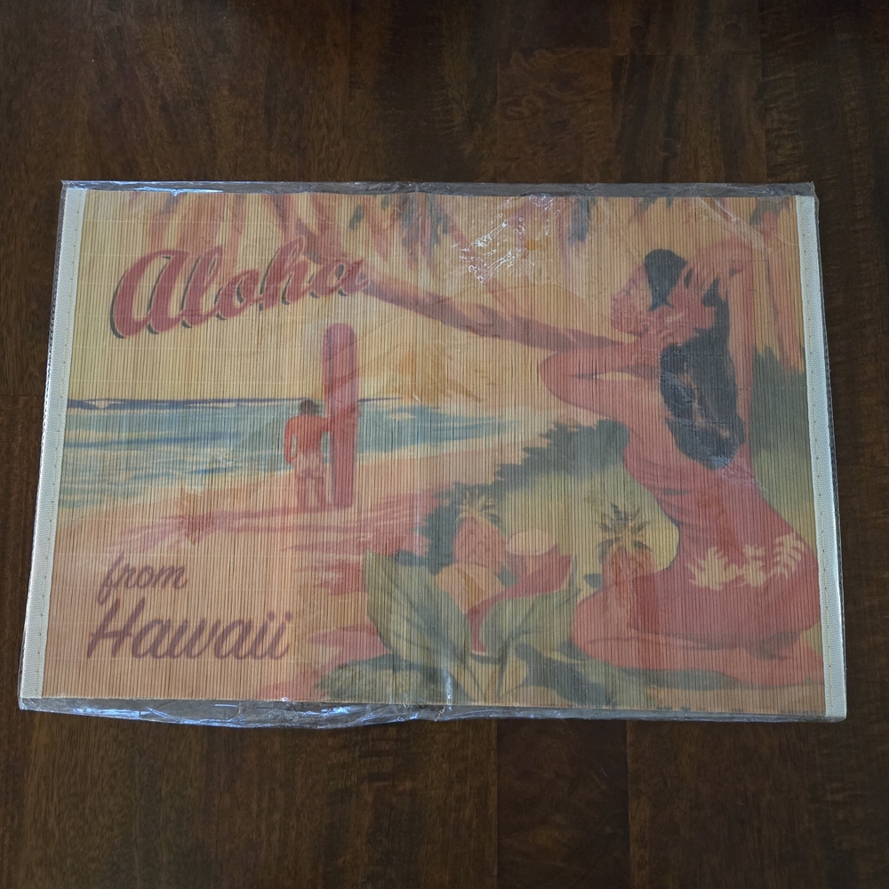 Island Heritage 2013 Reed Stick Aloha From Hawaii Placemats-2 NWT 17.75"x11.75"